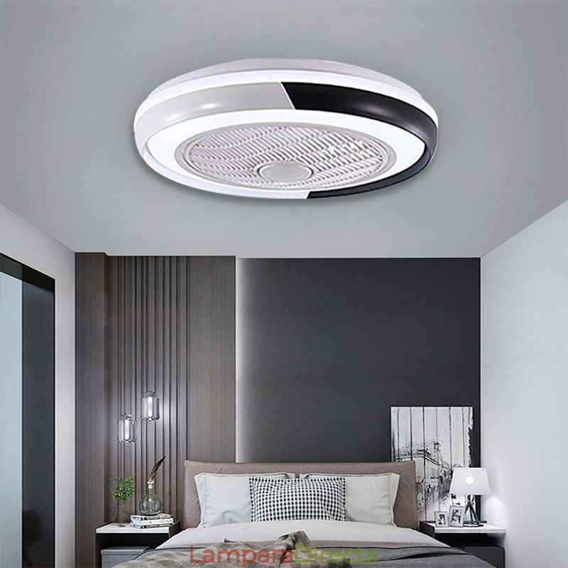 Lámpara de techo redonda acrílica con ventilador moderno y control remoto
