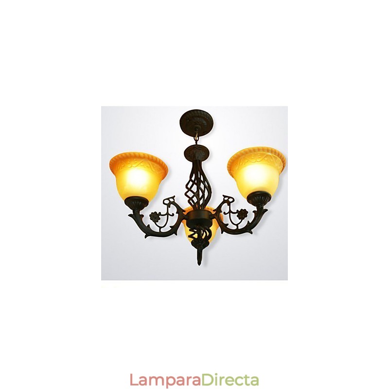 Lámpara de araña vintage de hierro forjado