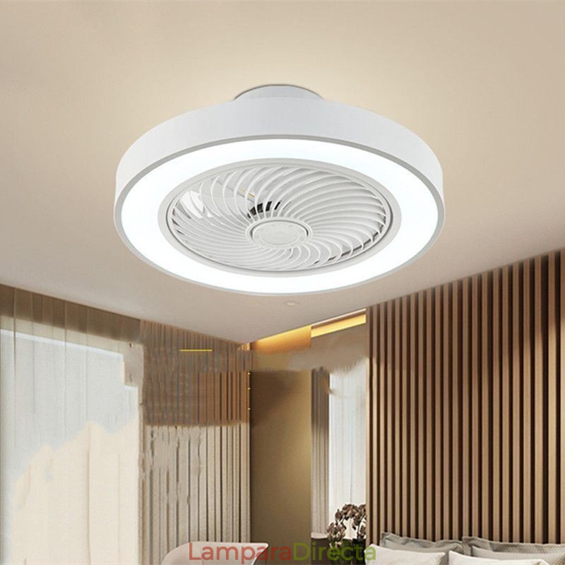 Lámpara de techo redonda de acrílico con control remoto y ventilador de techo moderno