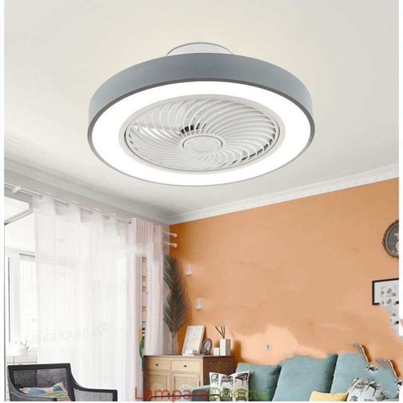 Lámpara de techo redonda de acrílico con control remoto y ventilador de techo moderno