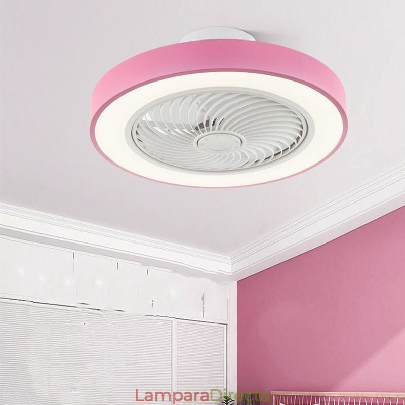 Lámpara de techo redonda de acrílico con control remoto y ventilador de techo moderno
