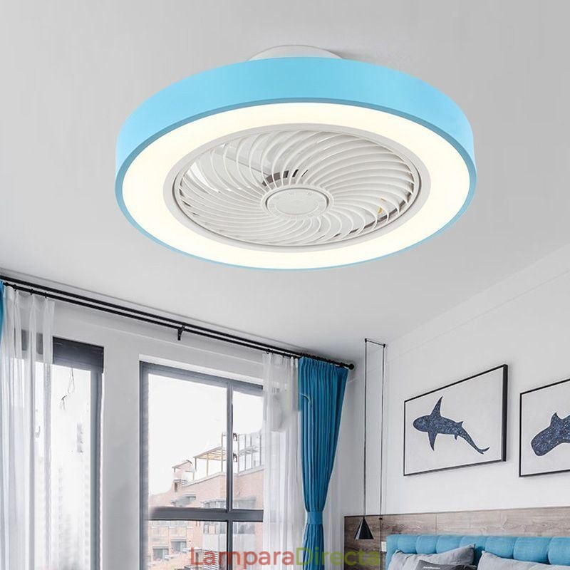 Lámpara de techo redonda de acrílico con control remoto y ventilador de techo moderno