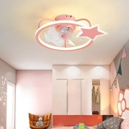 Lámpara de techo creativa con ventilador de dibujos animados para niños