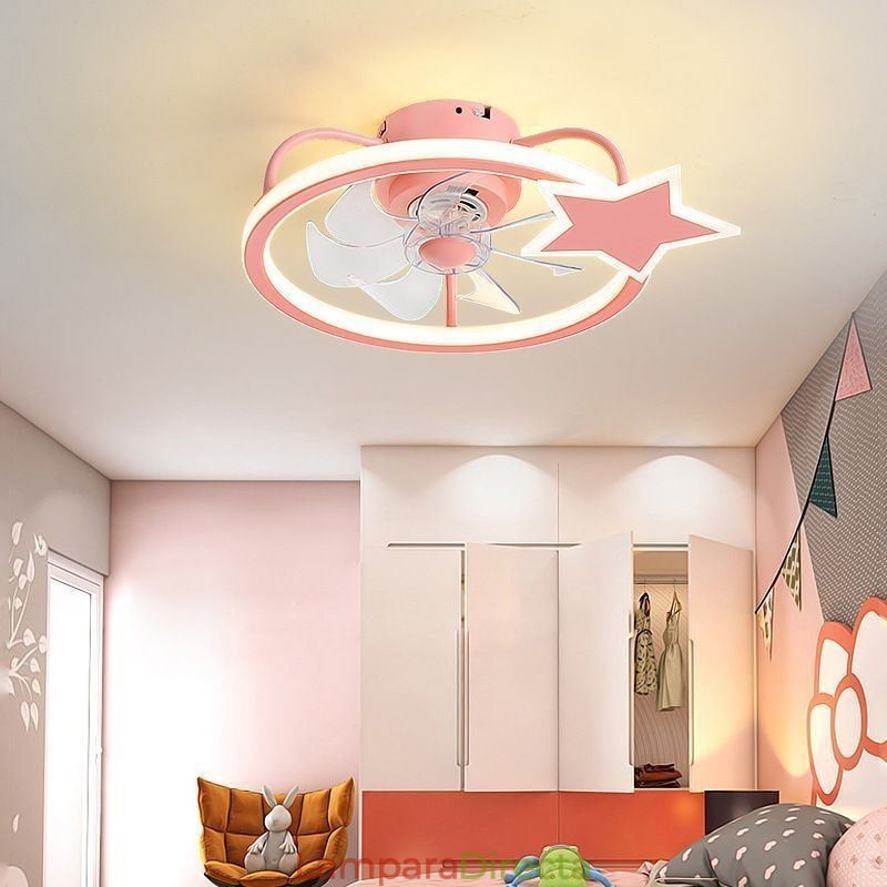 Lámpara de techo creativa con ventilador de dibujos animados para niños
