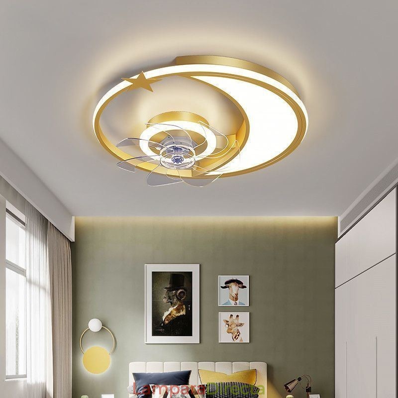 Lámpara de techo creativa con ventilador de techo y luz de luna