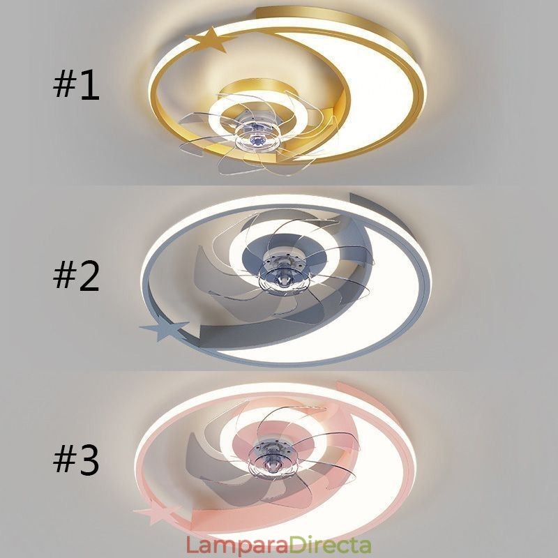 Lámpara de techo creativa con ventilador de techo y luz de luna
