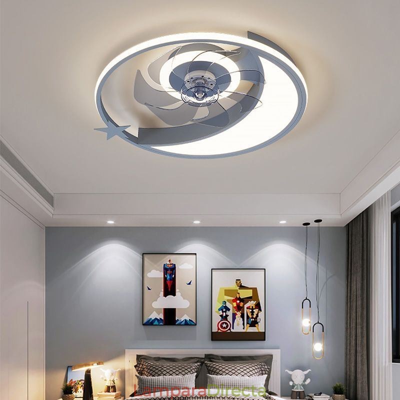 Lámpara de techo creativa con ventilador de techo y luz de luna
