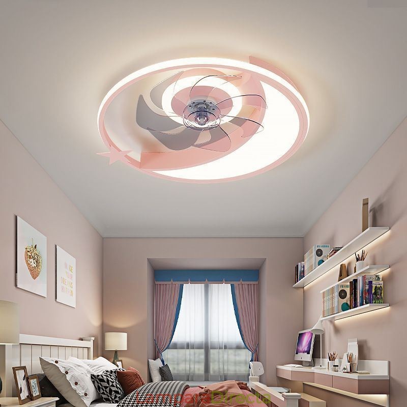 Lámpara de techo creativa con ventilador de techo y luz de luna