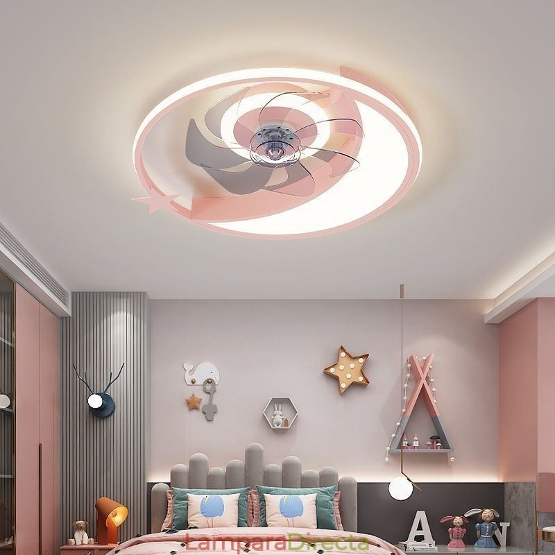 Lámpara de techo creativa con ventilador de techo y luz de luna