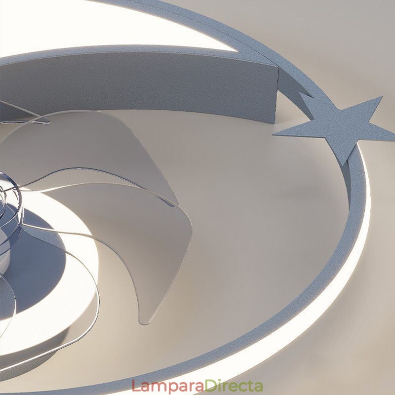 Lámpara de techo creativa con ventilador de techo y luz de luna