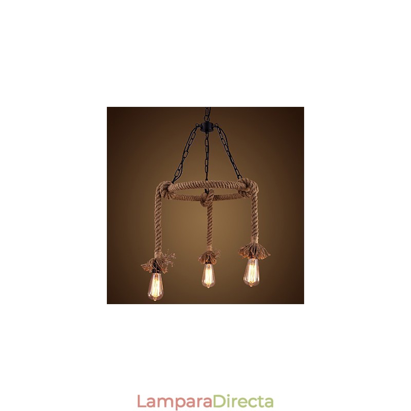 Lámpara de araña de cáñamo estilo country americano