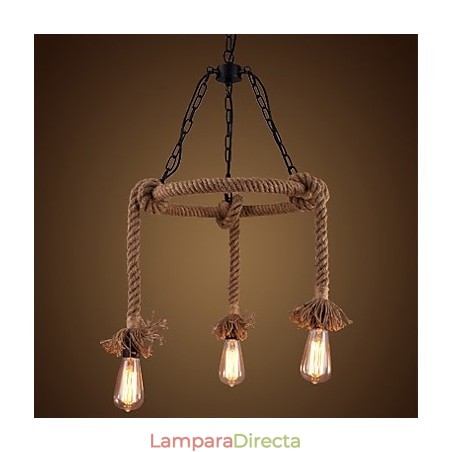 Lámpara de araña de cáñamo estilo country americano Lámpara de araña de cáñamo estilo country americano