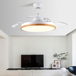 Ventilador de techo con inversor moderno, lámpara de techo con control remoto y atenuación tricolor