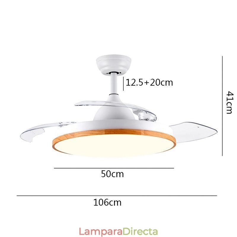 Ventilador de techo con inversor moderno, lámpara de techo con control remoto y atenuación tricolor