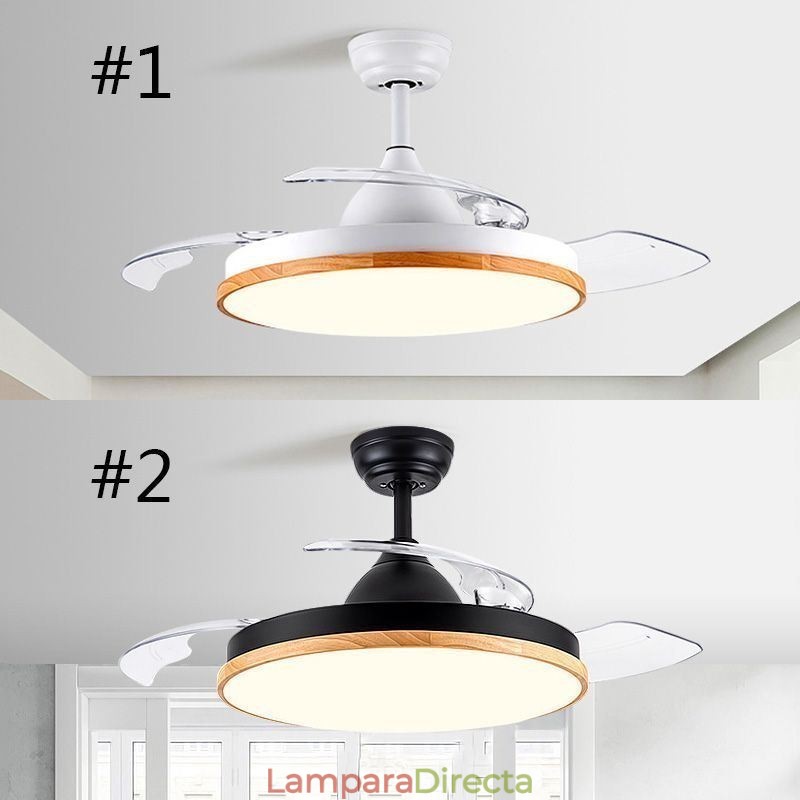 Ventilador de techo con inversor moderno, lámpara de techo con control remoto y atenuación tricolor