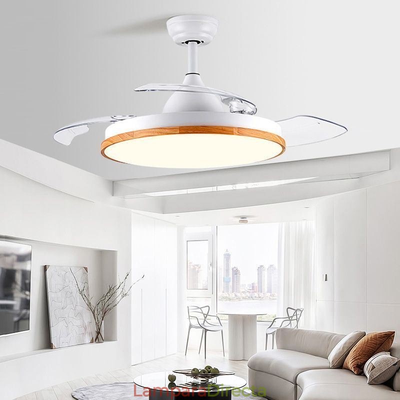 Ventilador de techo con inversor moderno, lámpara de techo con control remoto y atenuación tricolor