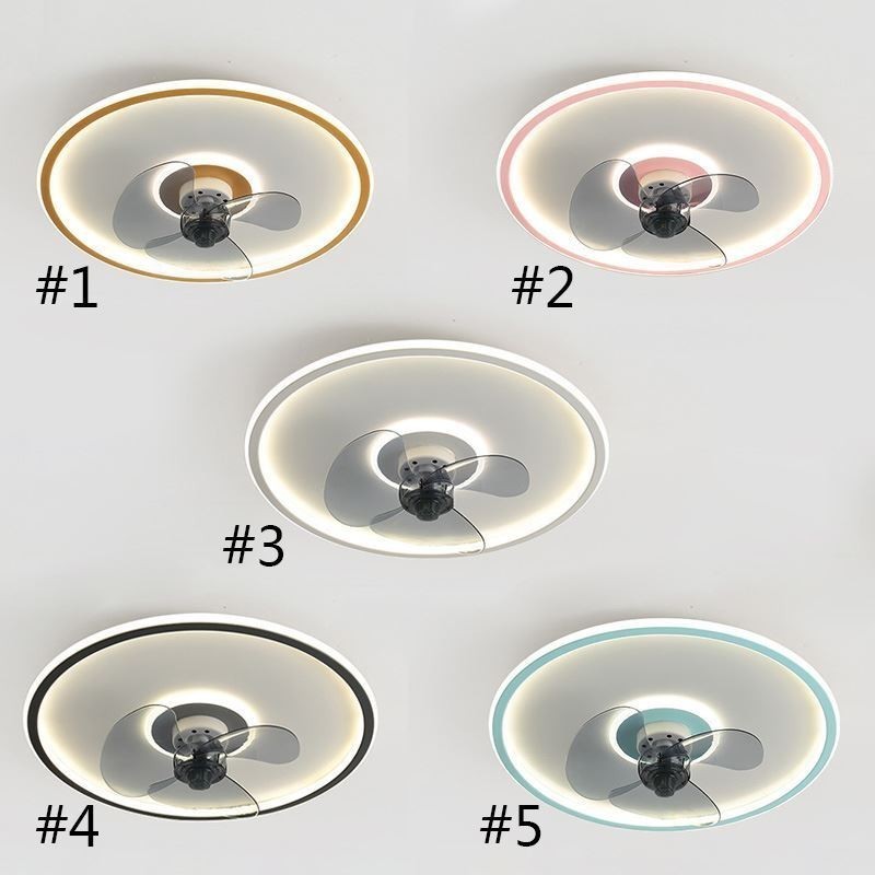 Ventilador de techo con luz y control remoto, diseño de macarrón