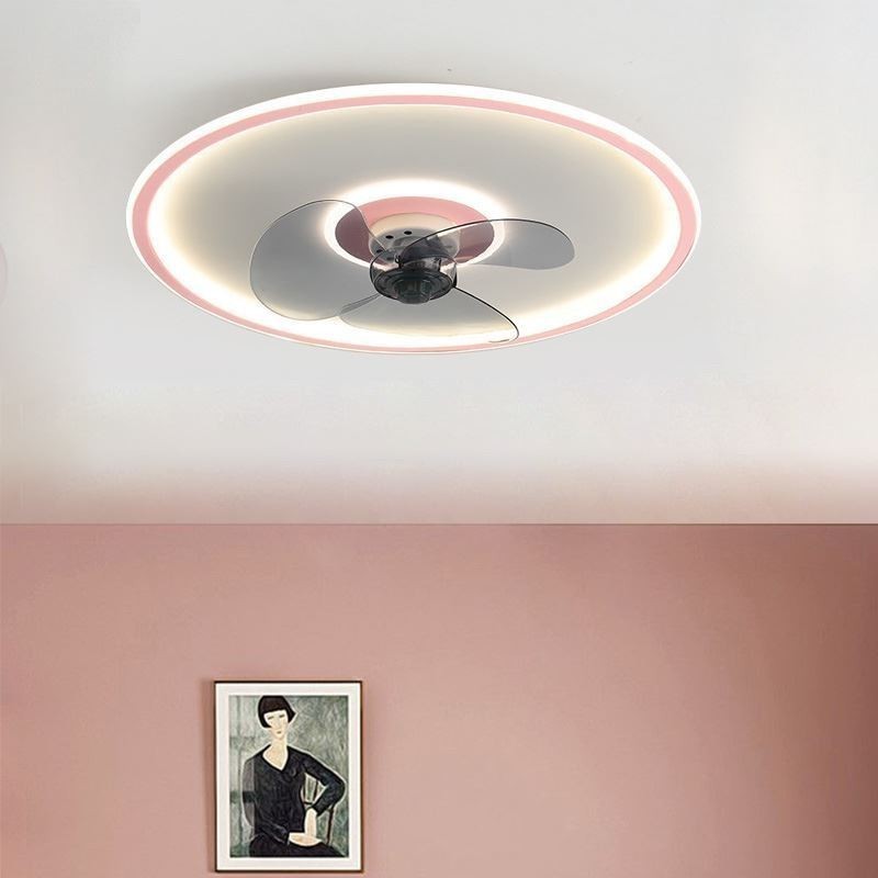 Ventilador de techo con luz y control remoto, diseño de macarrón