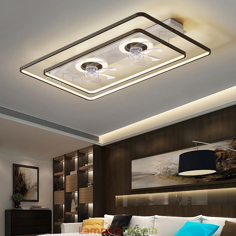 Ventilador de techo moderno empotrado con luces y control remoto