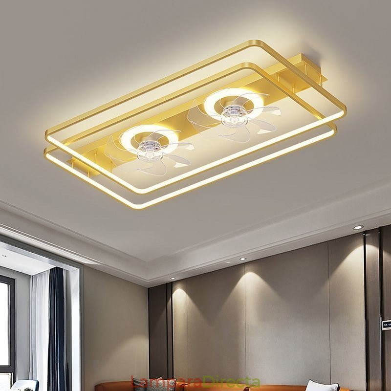 Ventilador de techo moderno empotrado con luces y control remoto