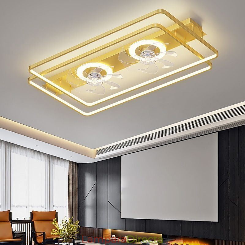 Ventilador de techo moderno empotrado con luces y control remoto