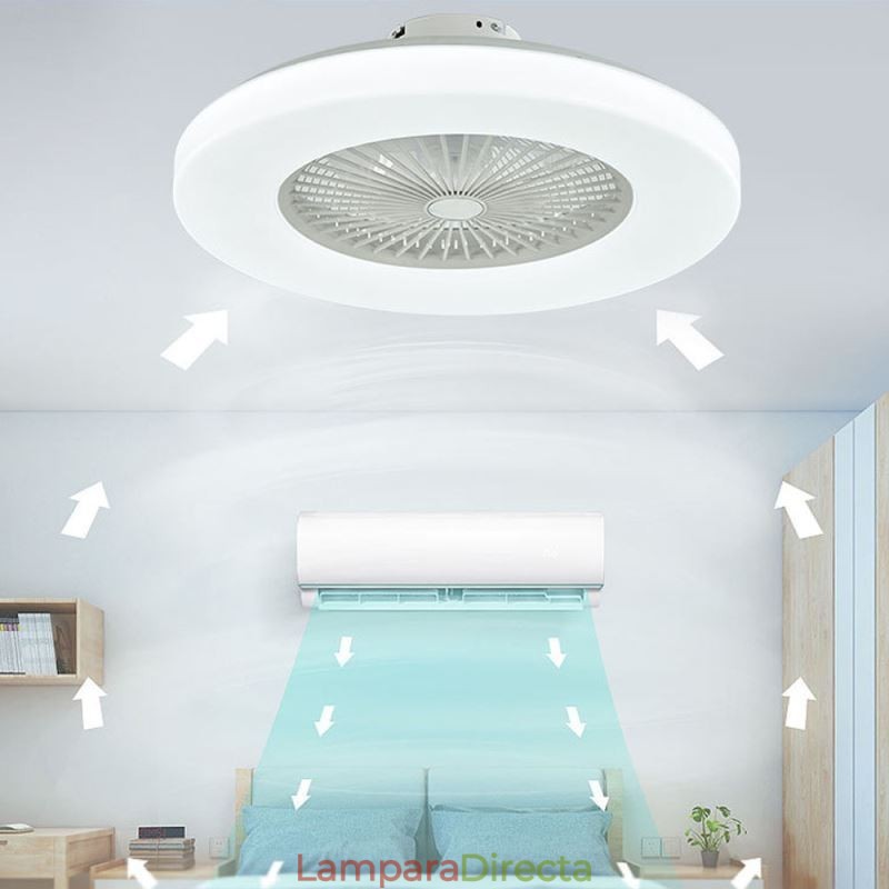 Ventilador de techo con luz tricromática y atenuación de 3 velocidades con control remoto