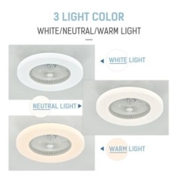 Ventilador de techo con luz tricromática y atenuación de 3 velocidades con control remoto