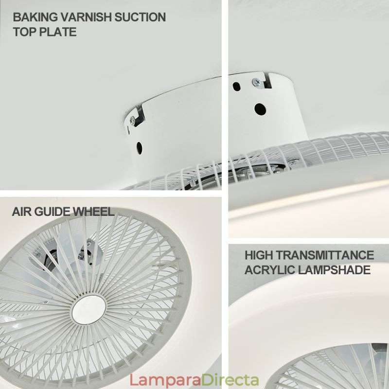Ventilador de techo con luz tricromática y atenuación de 3 velocidades con control remoto