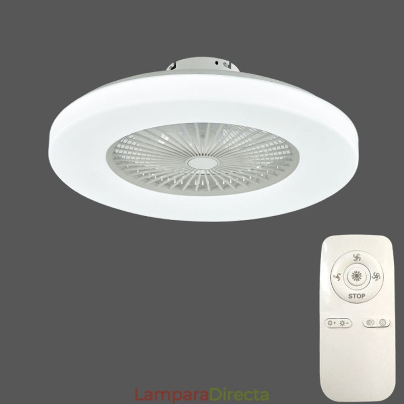 Ventilador de techo con luz tricromática y atenuación de 3 velocidades con control remoto