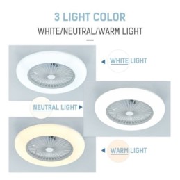 Ventilador de techo con luz tricromática y atenuación con control remoto de 3 velocidades