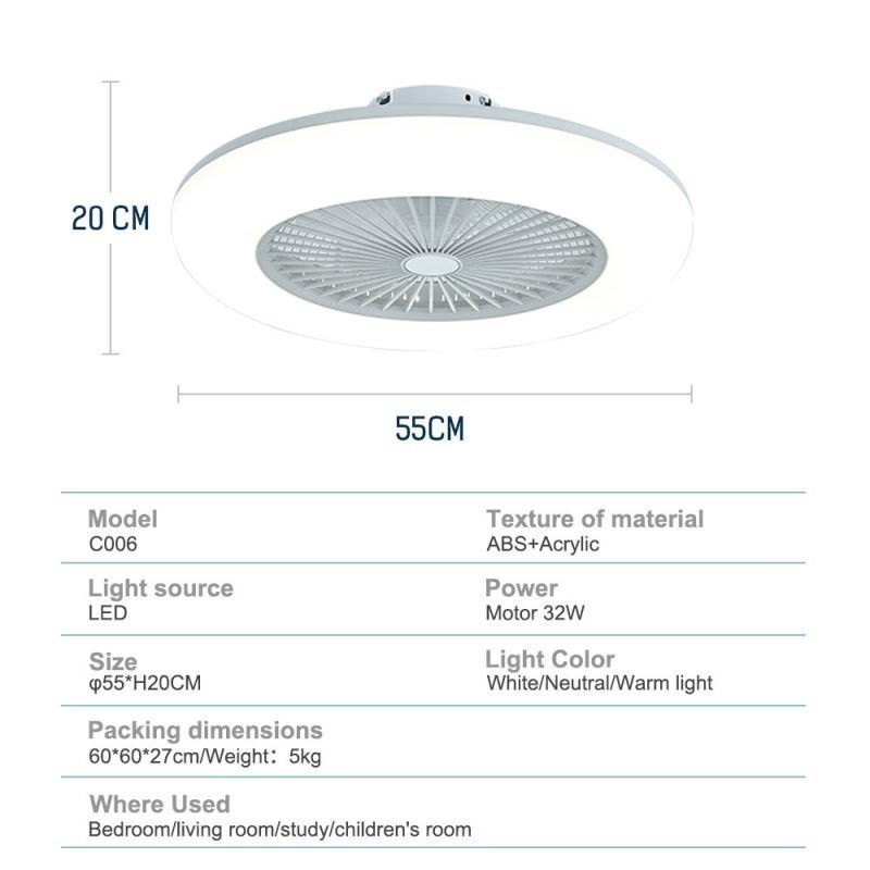 Ventilador de techo con luz tricromática y atenuación con control remoto de 3 velocidades