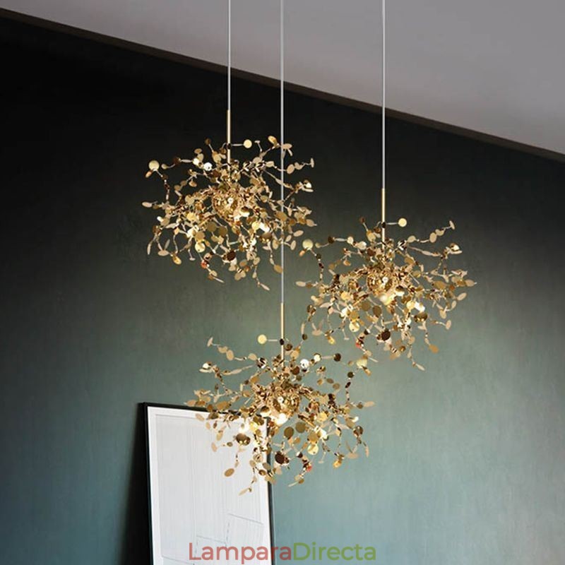 Lámpara de araña de 3 luces de acero inoxidable, lámpara colgante de techo
