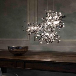 Lámpara de araña de lentejuelas de acero inoxidable, iluminación colgante para comedor