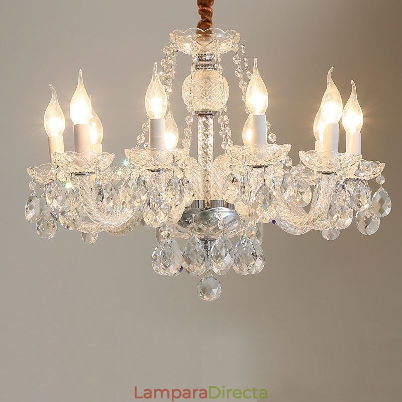 Lámpara de techo decorativa de lujo europea de cristal transparente