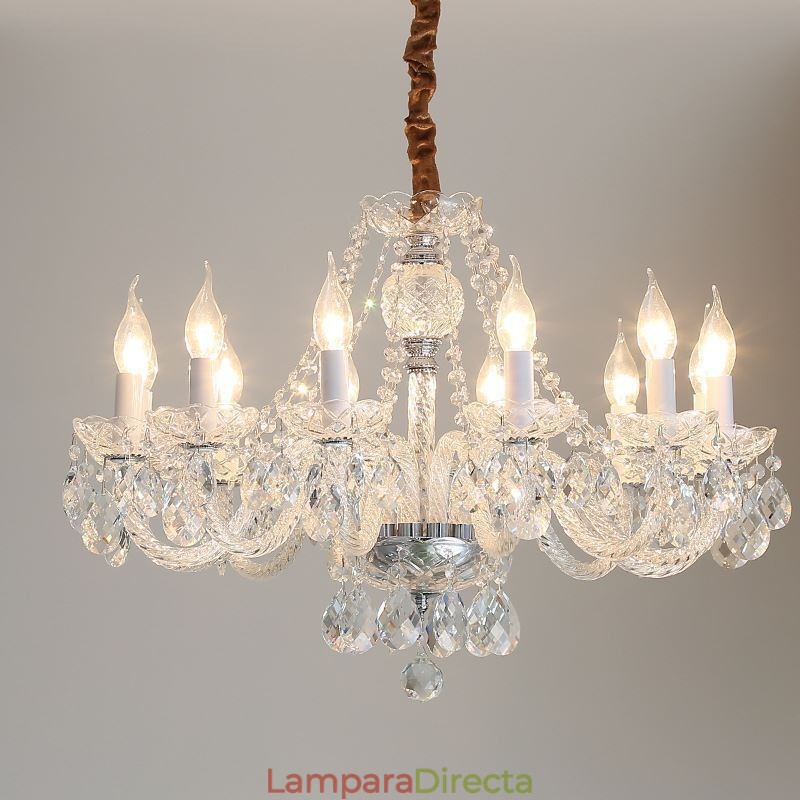 Lámpara de techo decorativa de lujo europea de cristal transparente