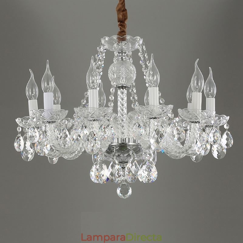 Lámpara de techo decorativa de lujo europea de cristal transparente