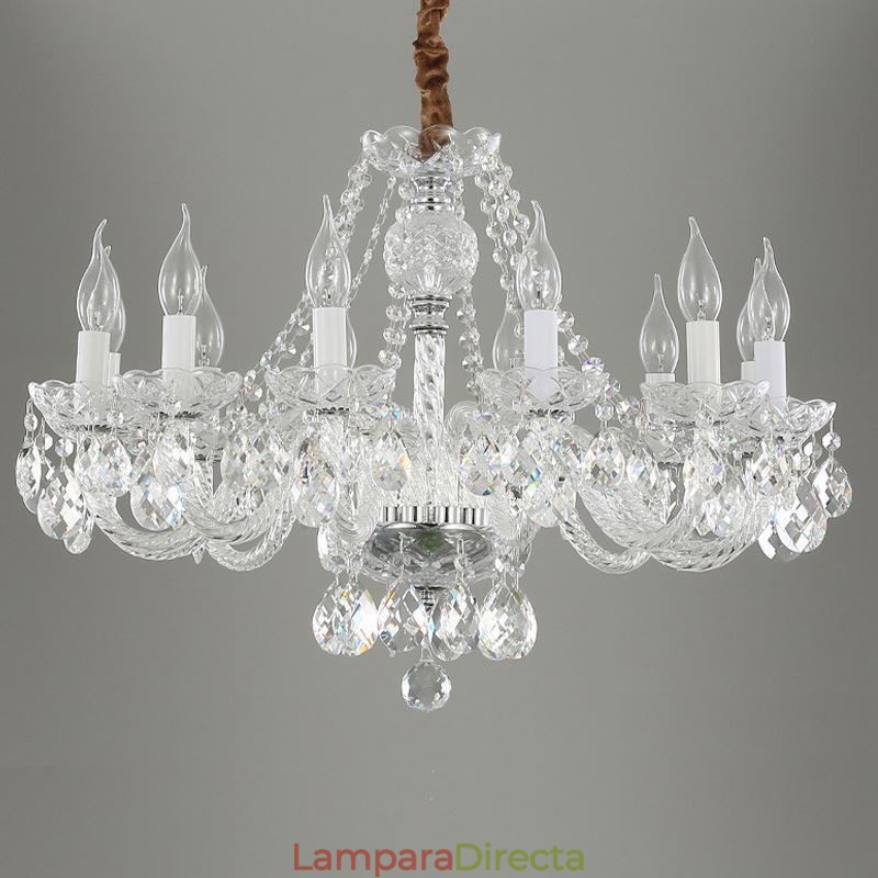 Lámpara de techo decorativa de lujo europea de cristal transparente