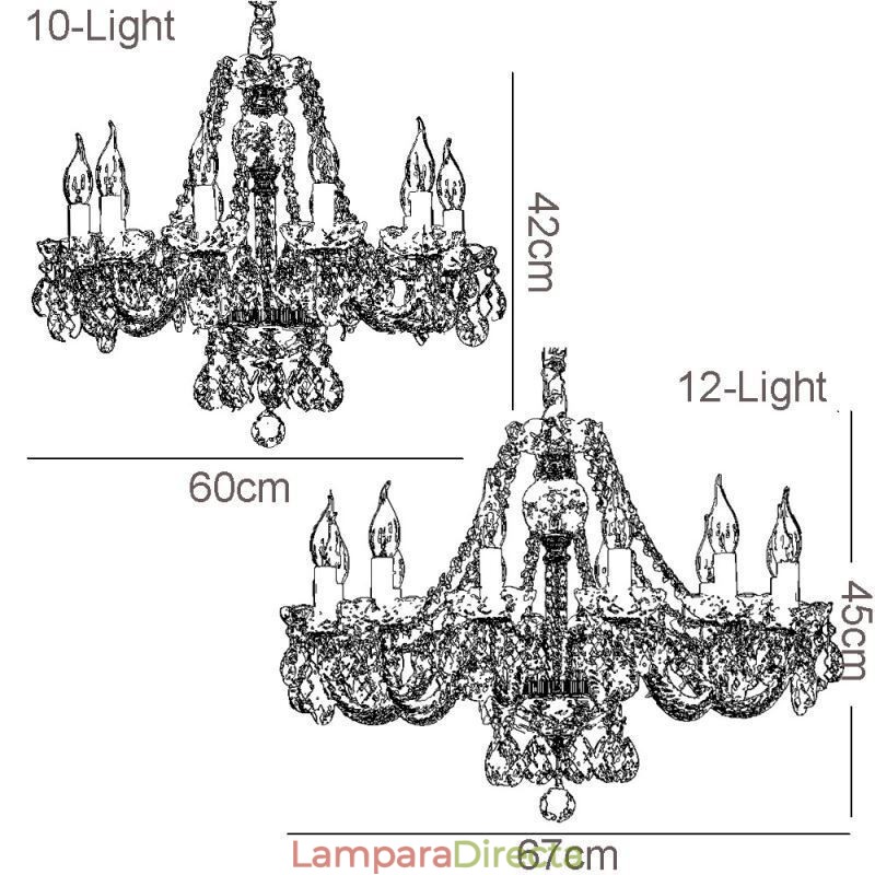 Lámpara de araña de cristal transparente con cuerpo dorado europeo, lámpara de techo decorativa de lujo
