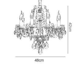 Lámpara de araña de cristal transparente europea, cuerpo de lámpara de vidrio, 8 luces, cuerpo dorado, lámpara de techo