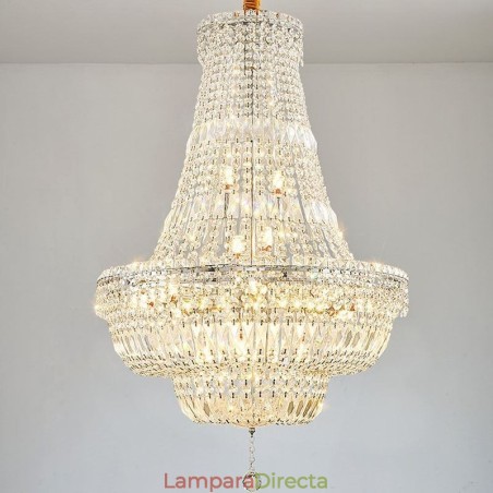 Lámpara de araña de cristal retro, lámpara de techo de cristal de lujo americana con 18 luces Lámpara de araña de cristal retro, lámpara de techo de cristal de lujo americana con 18 luces