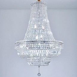 Lámpara de araña de cristal retro, lámpara de techo de cristal de lujo americana con 18 luces