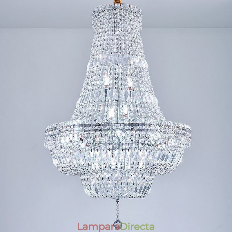 Lámpara de araña de cristal retro, lámpara de techo de cristal de lujo americana con 18 luces