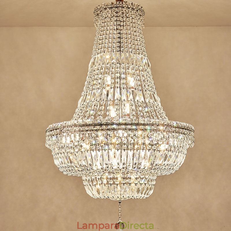 Lámpara de araña de cristal retro, lámpara de techo de cristal de lujo americana con 18 luces