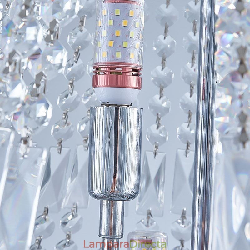 Lámpara de araña de cristal retro, lámpara de techo de cristal de lujo americana con 18 luces