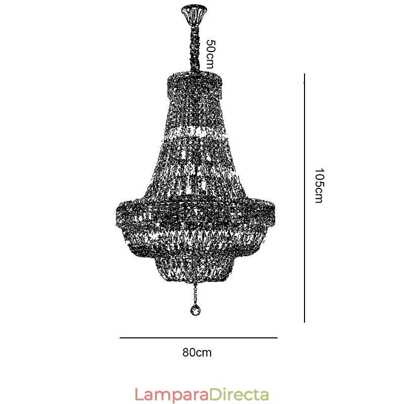 Lámpara de araña de cristal retro, lámpara de techo de cristal de lujo americana con 18 luces