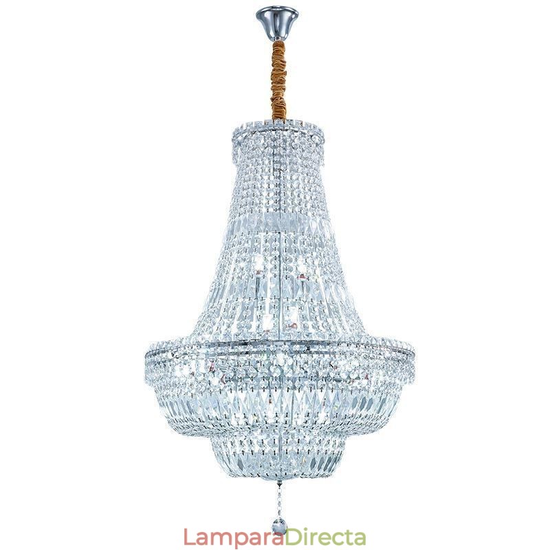 Lámpara de araña de cristal retro, lámpara de techo de cristal de lujo americana con 18 luces