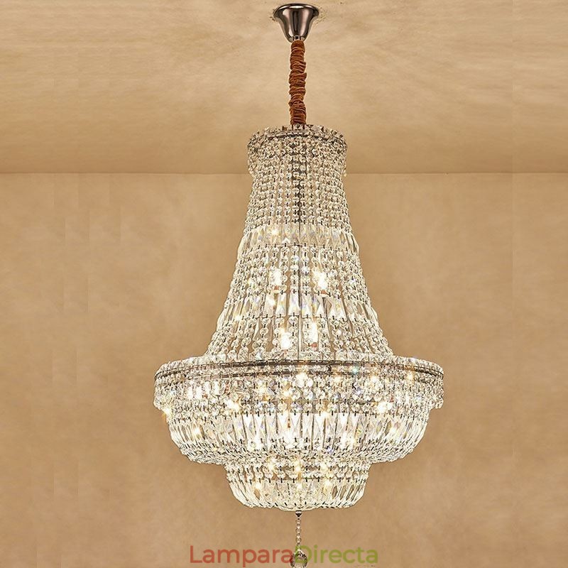 Lámpara de araña de cristal retro, lámpara de techo de cristal de lujo americana con 18 luces