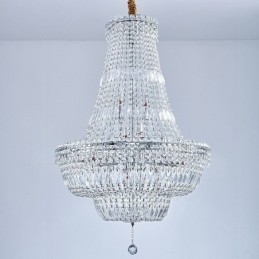 Lámpara de araña de cristal retro, lámpara de techo de cristal de lujo americana con 18 luces
