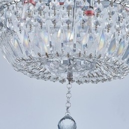 Lámpara de araña de cristal retro, lámpara de techo de cristal de lujo americana con 18 luces
