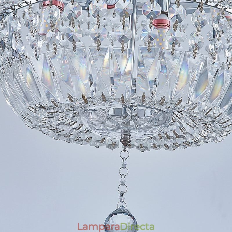 Lámpara de araña de cristal retro, lámpara de techo de cristal de lujo americana con 18 luces